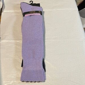 Luxe Cashmere Knee High Lavender and Black Sock Set of Two. One Diamond Pattern